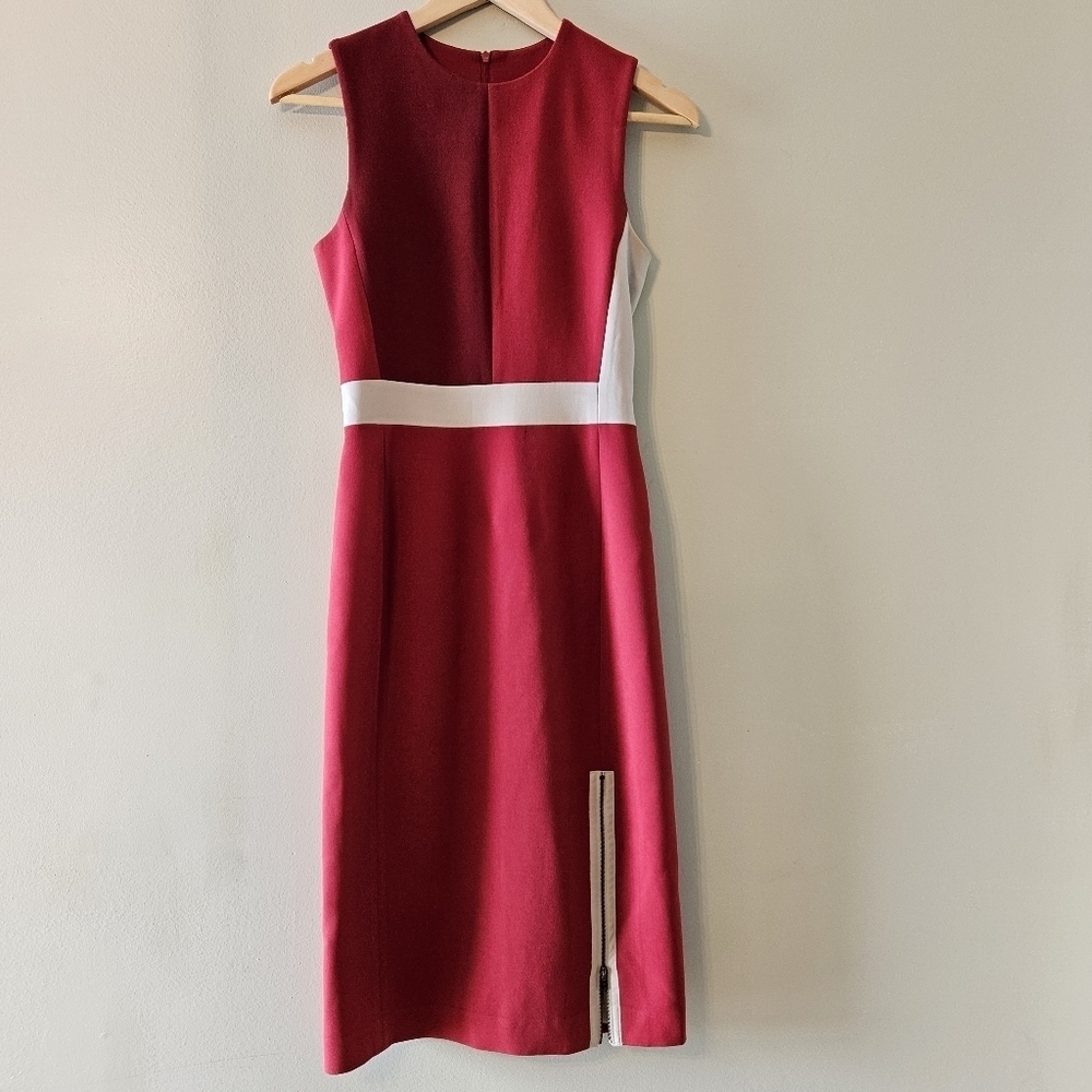 Judith & Charles Women's Professional Midi Cocktail Colorblock Red Dress Sz 0. - Picture 6 of 16